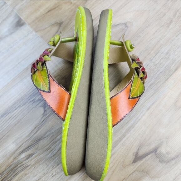 🦄Via Veneto Maui Open Toe Leather Sandals Size 7 - Picture 6 of 9